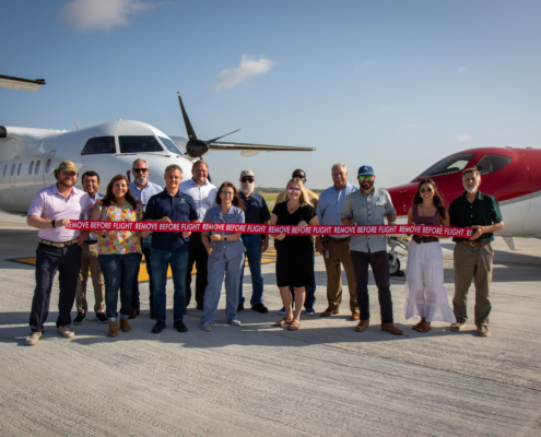 Ribbon cutting ceremony for Taxiway Charlie at San Marcos Regional Airport, July 2023