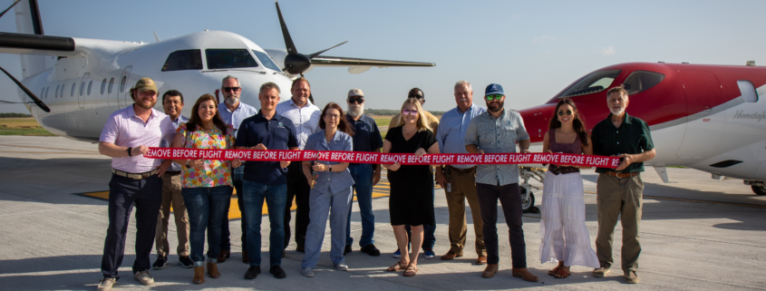 Ribbon cutting ceremony for Taxiway Charlie at San Marcos Regional Airport, July 2023