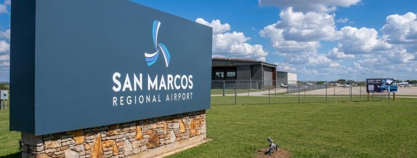 San Marcos Regional Airport entrance sign